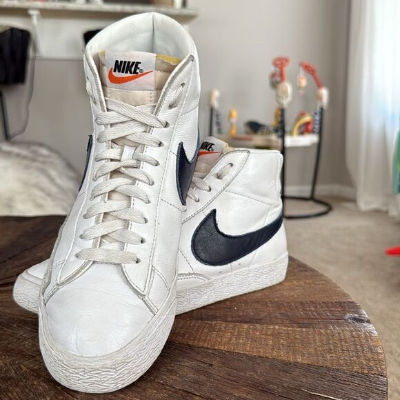 Nike Zoom Blazer Mid ISO SB Orange Label White/Navy Leather w/ Exposed Tongue - Picture 2 of 9